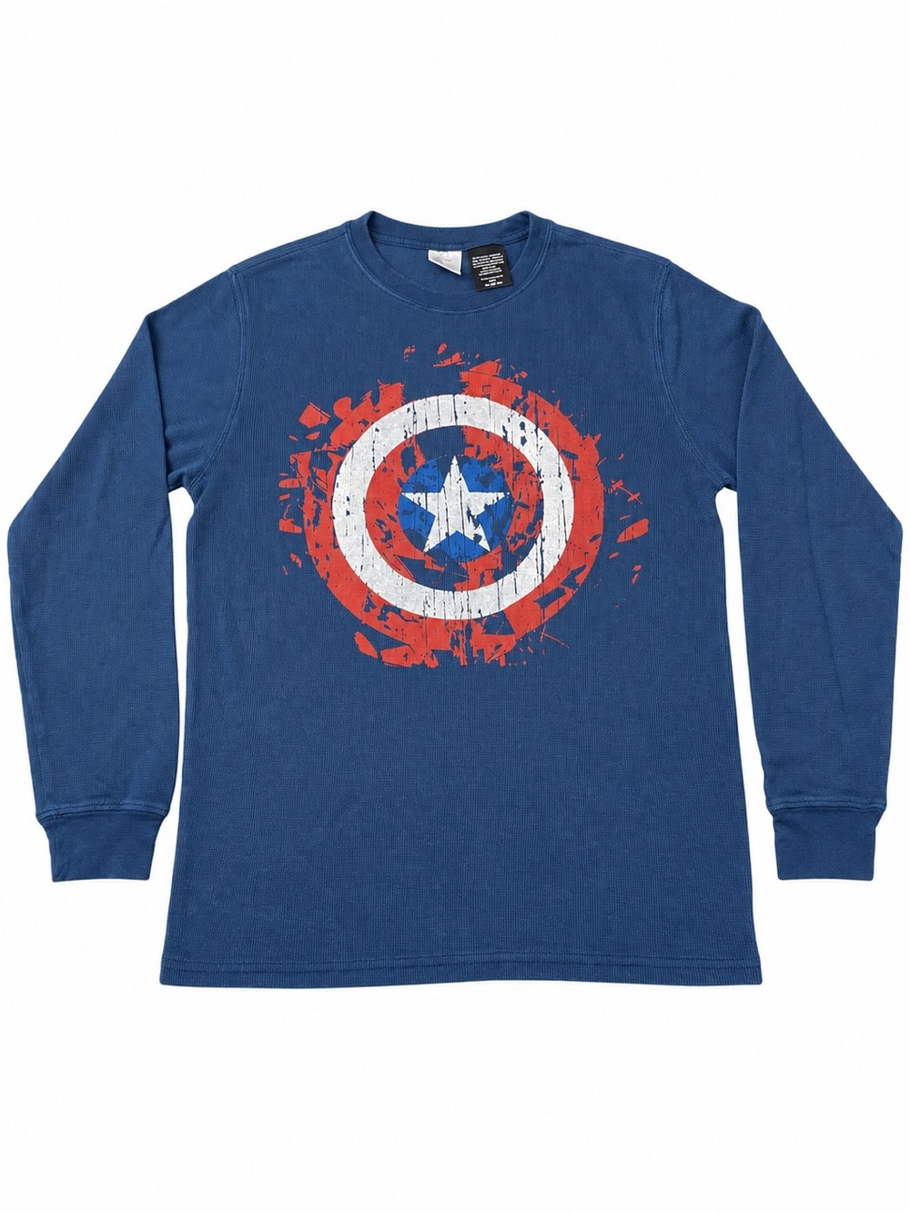 Captain America Graphic thermal  Long-Sleeve Shirt - Blue adult size medium